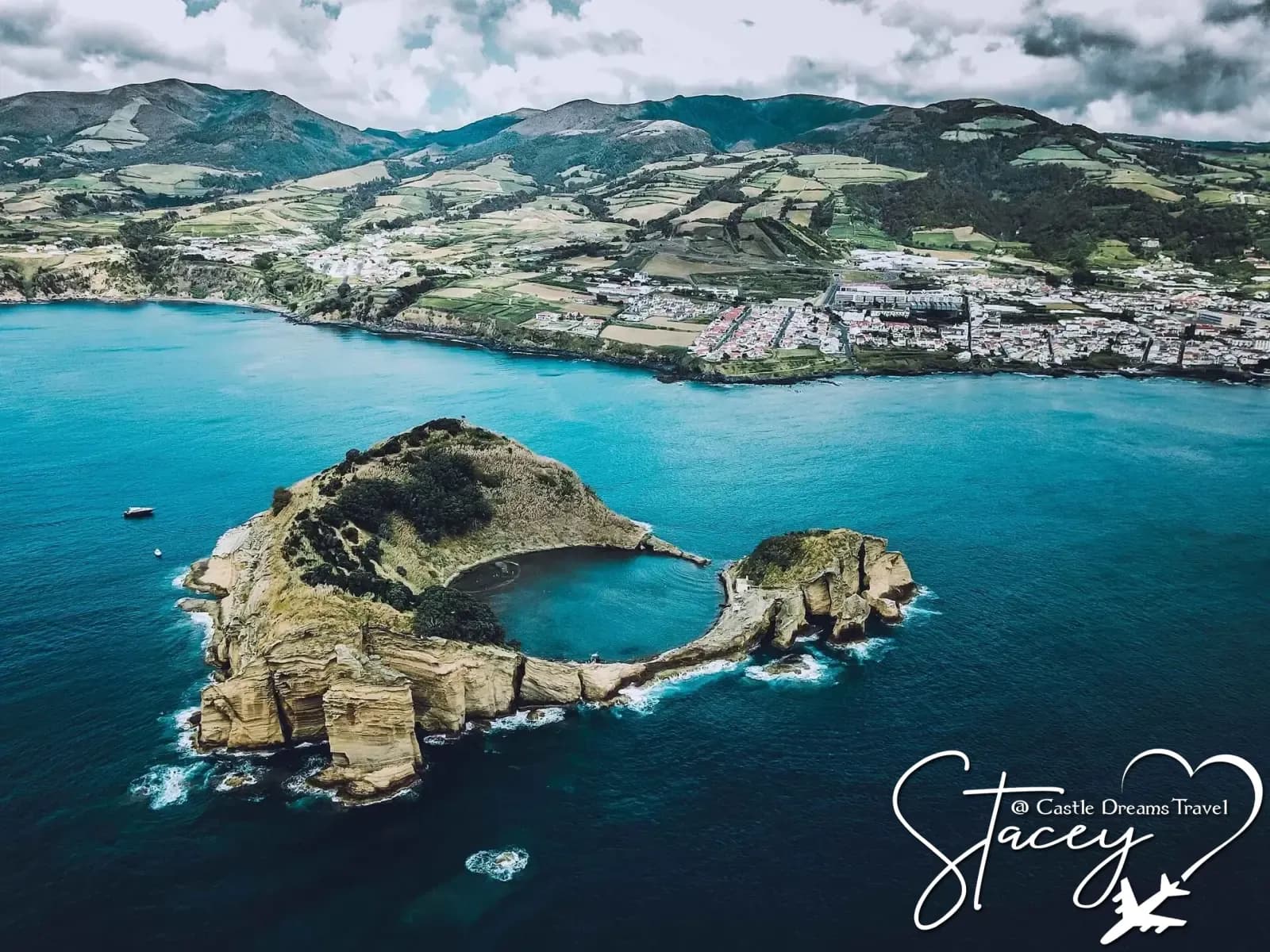Dramatic volcanic cliffs and green valleys of the Azores