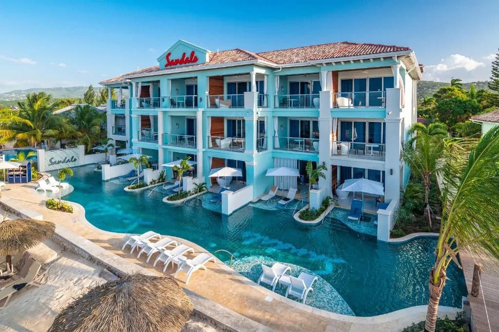 Private white-sand beach at Sandals Montego Bay, Jamaica