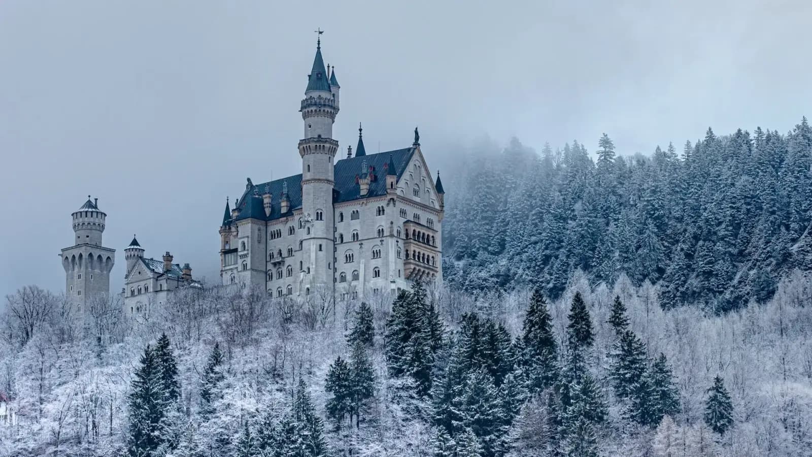 Fairytale towers of Neuschwanstein Castle in Bavaria, Germany