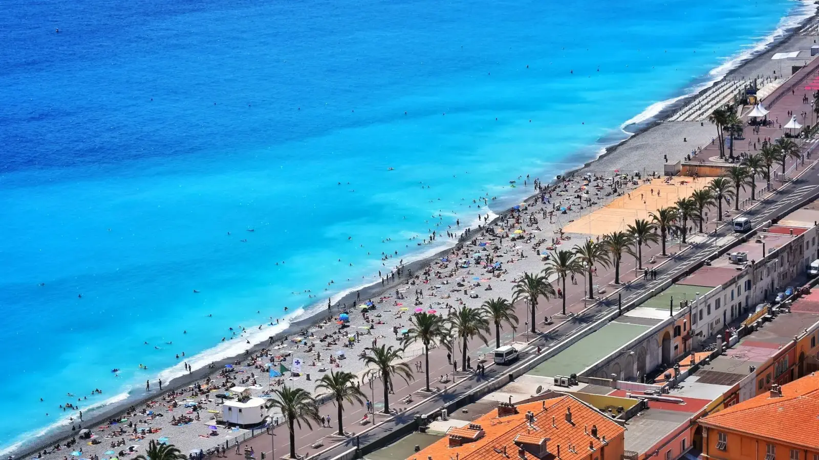 Azure waters and beachfront promenade of Nice on the French Riviera