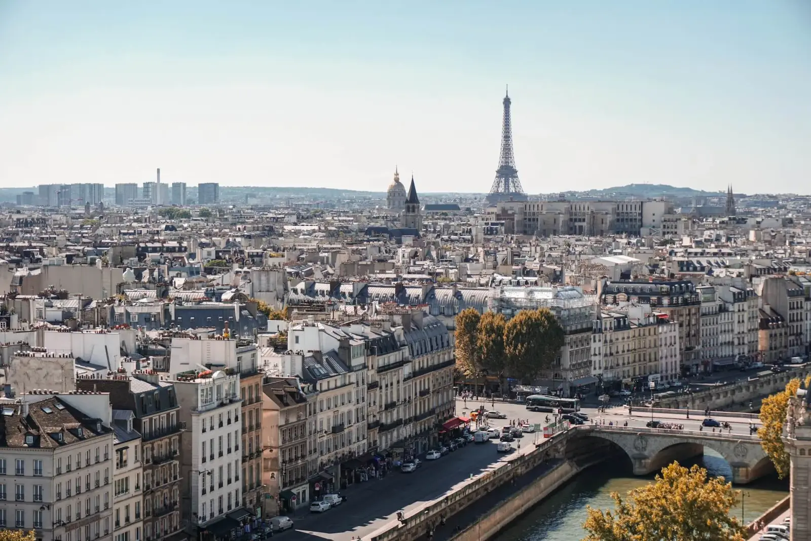 The Eiffel Tower above the Paris skyline