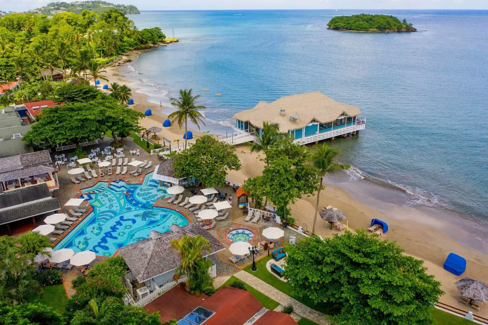 Sandals Halcyon Beach resort amid palms on Saint Lucia's shore