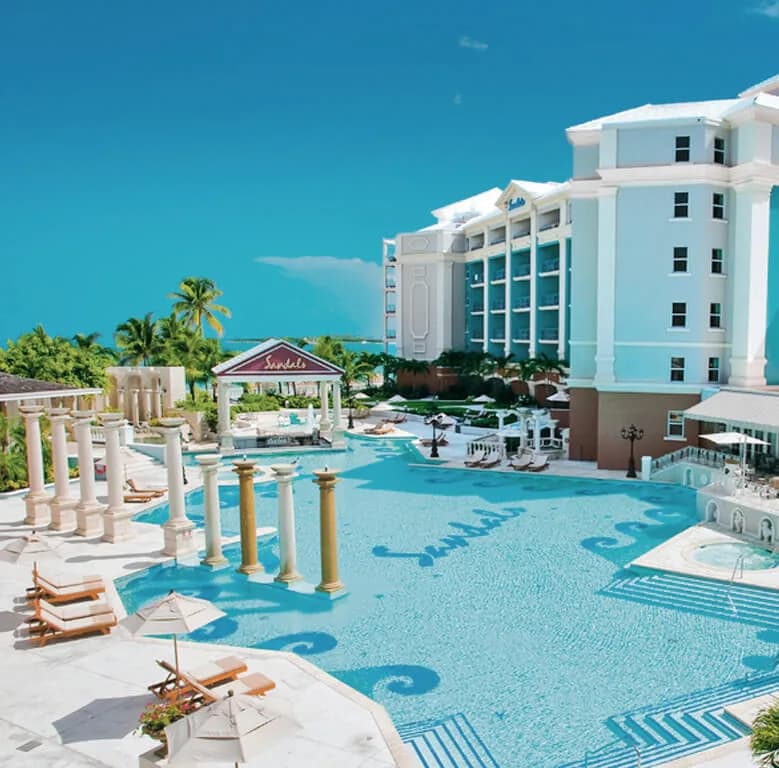 Sandals Royal Bahamian resort pool and suites