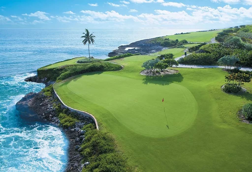 Oceanfront golf course at Sandals Emerald Bay in the Bahamian Out Islands