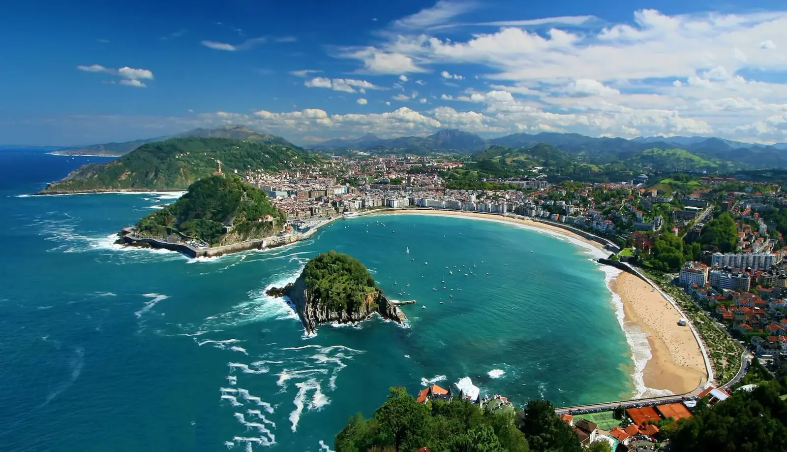 La Concha Beach curving along Donostia-San Sebastian