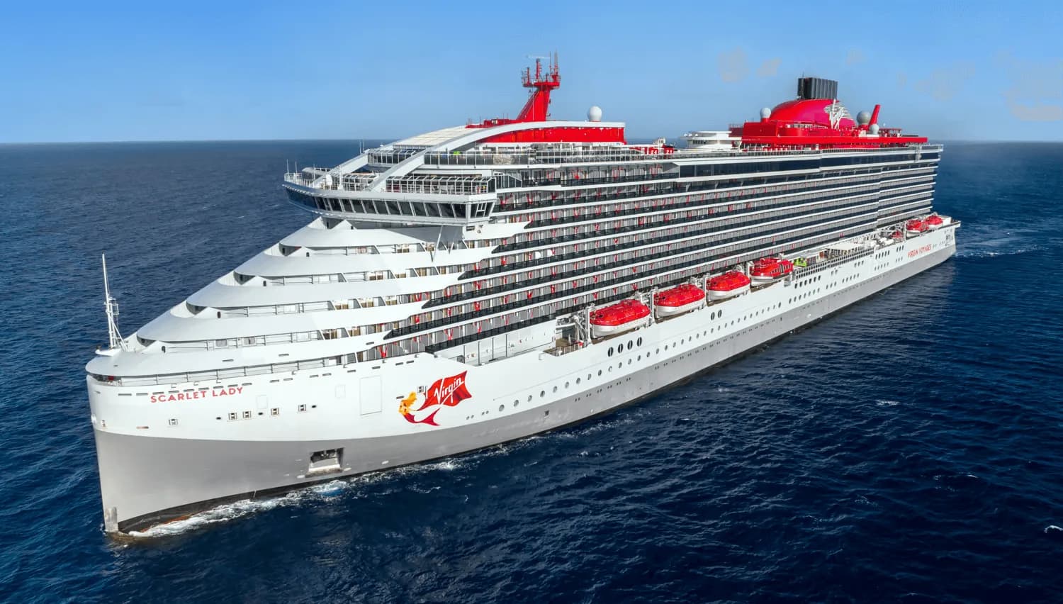 Virgin Voyages' Scarlet Lady at sea
