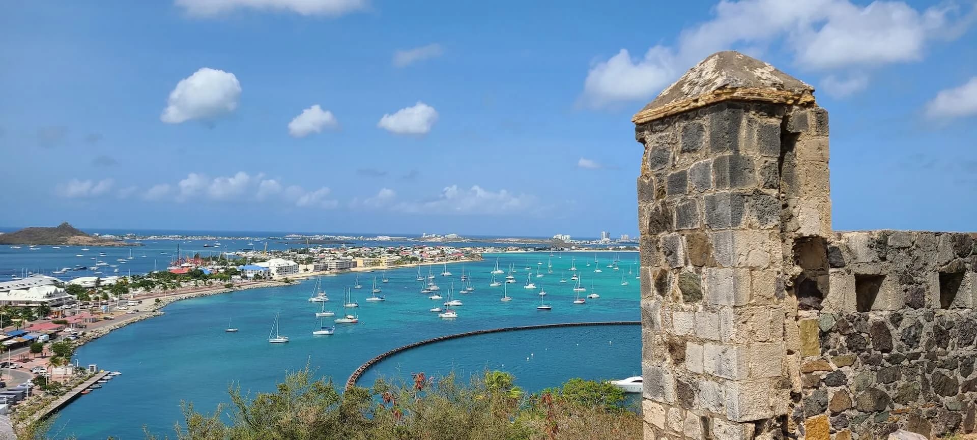 Beach and bay views on the island of St. Martin